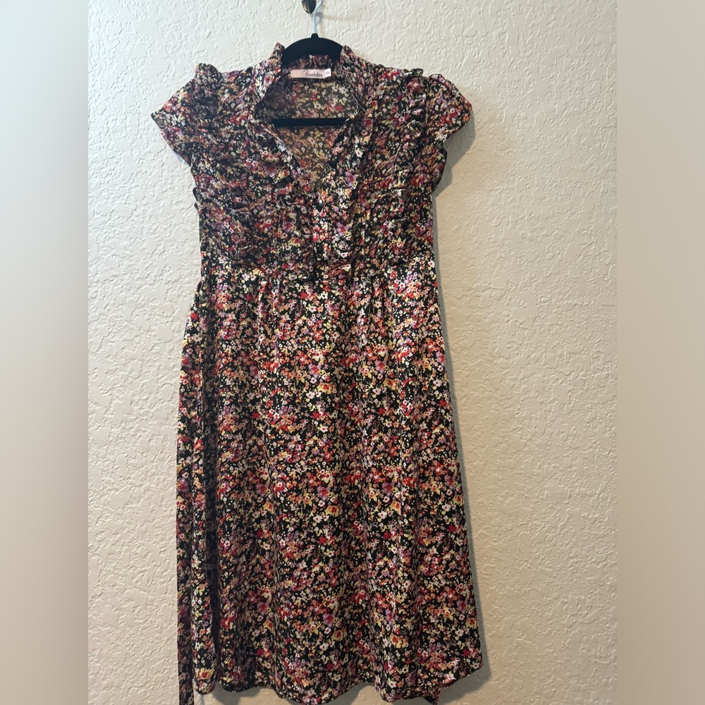 Bambolina Mid Length Floral Dress, Size X-Small